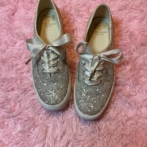 Kate Spade /ked silver glitter sneakers #glitter #sneakers